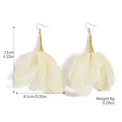 Women Fashion Solid Color Floral Tassel Earrings