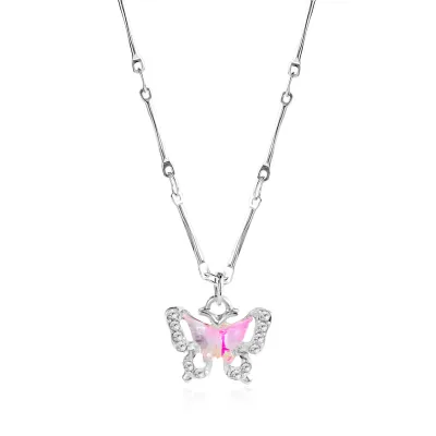 Fashion Butterfly Pendant Necklace Copper O-Chain Alloy