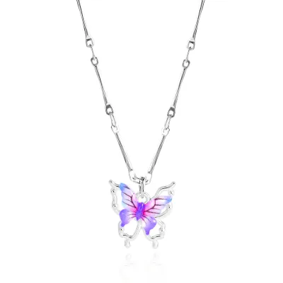 Fashion Butterfly Pendant Necklace Copper O-Chain Alloy