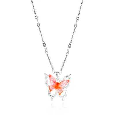 Fashion Butterfly Pendant Necklace Copper O-Chain Alloy