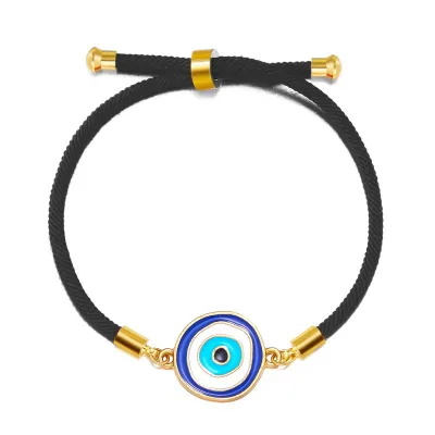 Women's Fashion Evil Blue Eyes Alloy Oil Drop Adjustable Bracelet