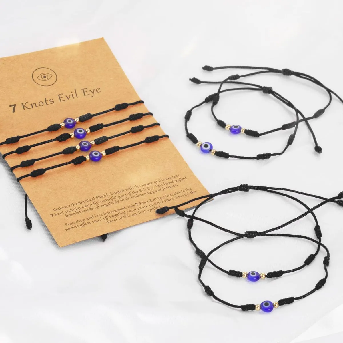 Women Fashion Evil Eye Woven Bracelet 4-Pcs Set Jewelry