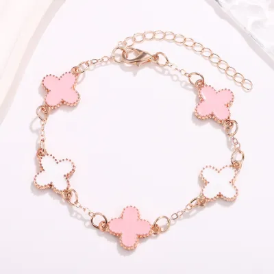 Women Fashion Four-Leaf Clover K Gold Bracelet