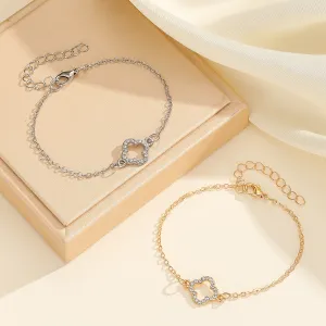 Women Fashion Micro-Inlaid Zircon Four-Leaf Clover Bracelet Jewelry