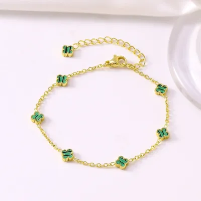 Women Fashion 18k Plating 9mm Lucky Four-Leaf Clover Bracelet