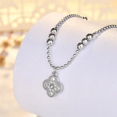 Women's Fashion Gold Four-Leaf Clover Beads Necklace Jewelry