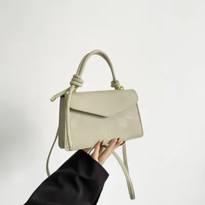 Women Fashion Casual Simple Solid Color PU Crossbody Bag with Magnetic Buckle