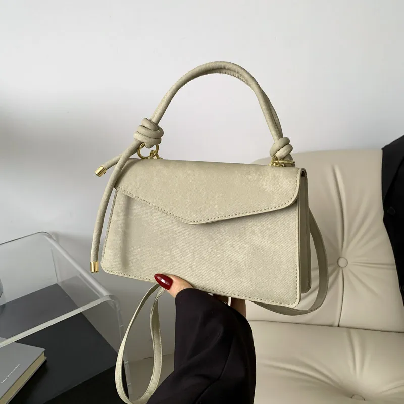 Women Fashion Casual Simple Solid Color PU Crossbody Bag with Magnetic Buckle