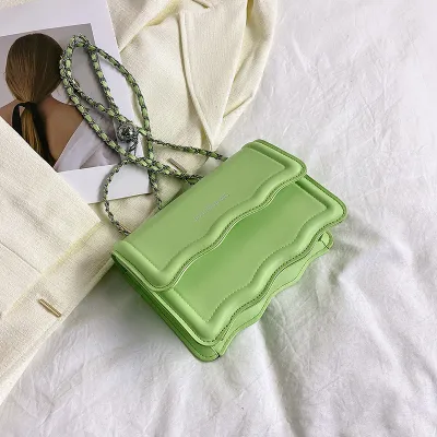 Women Fashion Casual Solid Color Simple Chain Small Square Crossbody Bag