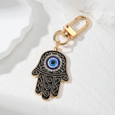 Women Retro Ethnic Evil Eye Oil Drop Alloy Keychain Bag Pendant Jewelry