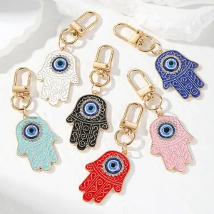 Women Retro Ethnic Evil Eye Oil Drop Alloy Keychain Bag Pendant Jewelry