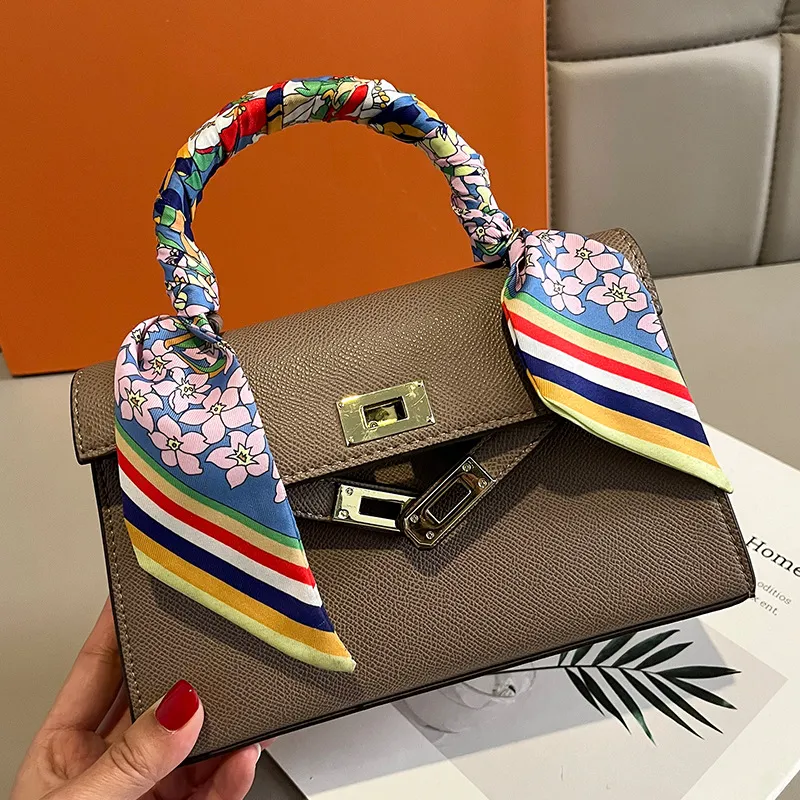 Women Fashion Elegant Floral Printed Long Ribbon Bag Scarf