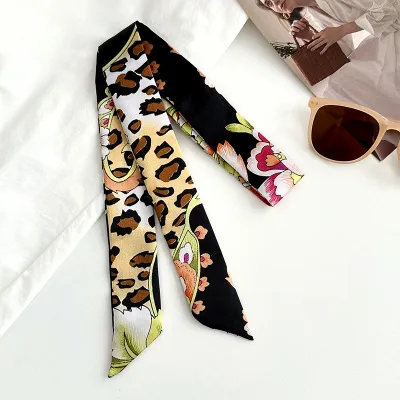 Women Fashion Printed Ribbon Tie-Up Bag Scarf