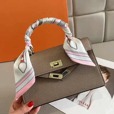 Women Fashion Retro Printed Silk Ribbon Bag Scarf
