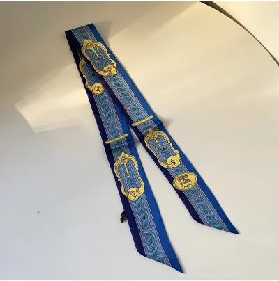 Women Fashion Printed Polyester Silk Ribbon Decorative Bag Scarf Long Scarf 90cm X 5cm