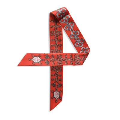 Women Fashion Printed Polyester Silk Ribbon Decorative Bag Scarf Long Scarf 90cm X 5cm