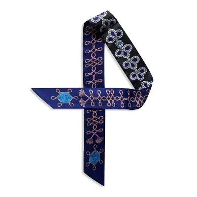 Women Fashion Printed Polyester Silk Ribbon Decorative Bag Scarf Long Scarf 90cm X 5cm