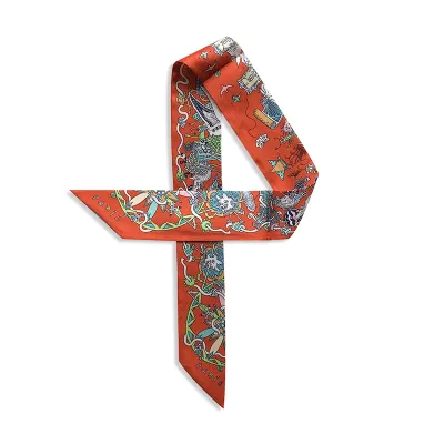 Women Fashion Printed Polyester Silk Ribbon Decorative Bag Scarf Long Scarf 90cm X 5cm