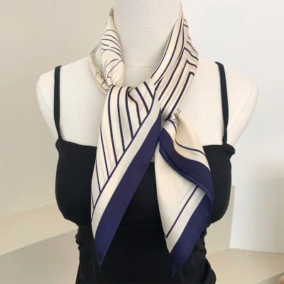 Women Fashion Printed Square Silk Bag Scarf 70cm