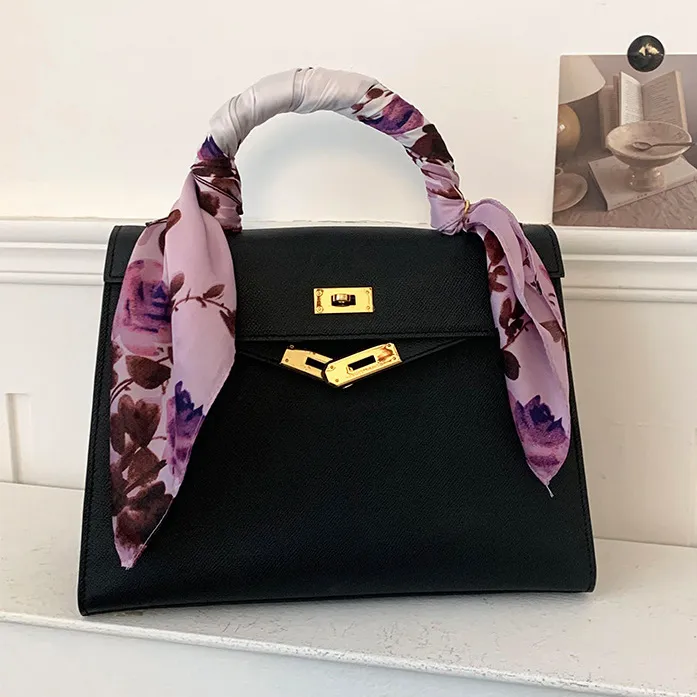 Women Fashion Printed Square Silk Bag Scarf 70cm