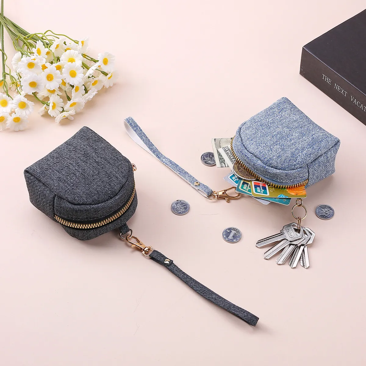 Women Fashion Solid Color Mini Canvas Wallets