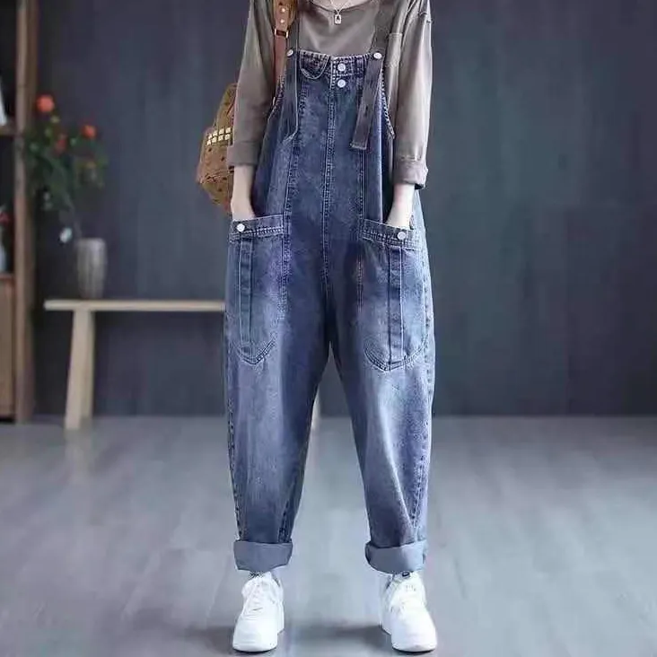 Women Casual Loose Denim Overalls