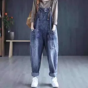 Women Casual Loose Denim Overalls