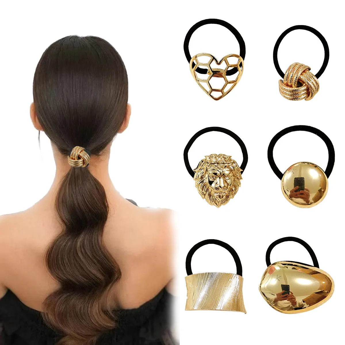 Women Fashion Punk Geometric Metal Hairband High Elasticity Hairpin