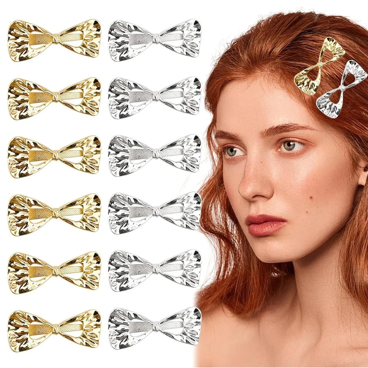 Women Fashion Alloy Love Bowknot Duckbill Hairpin