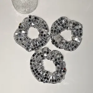 Women Fashion Silver Square Sequin High Elasticity Hair Ring