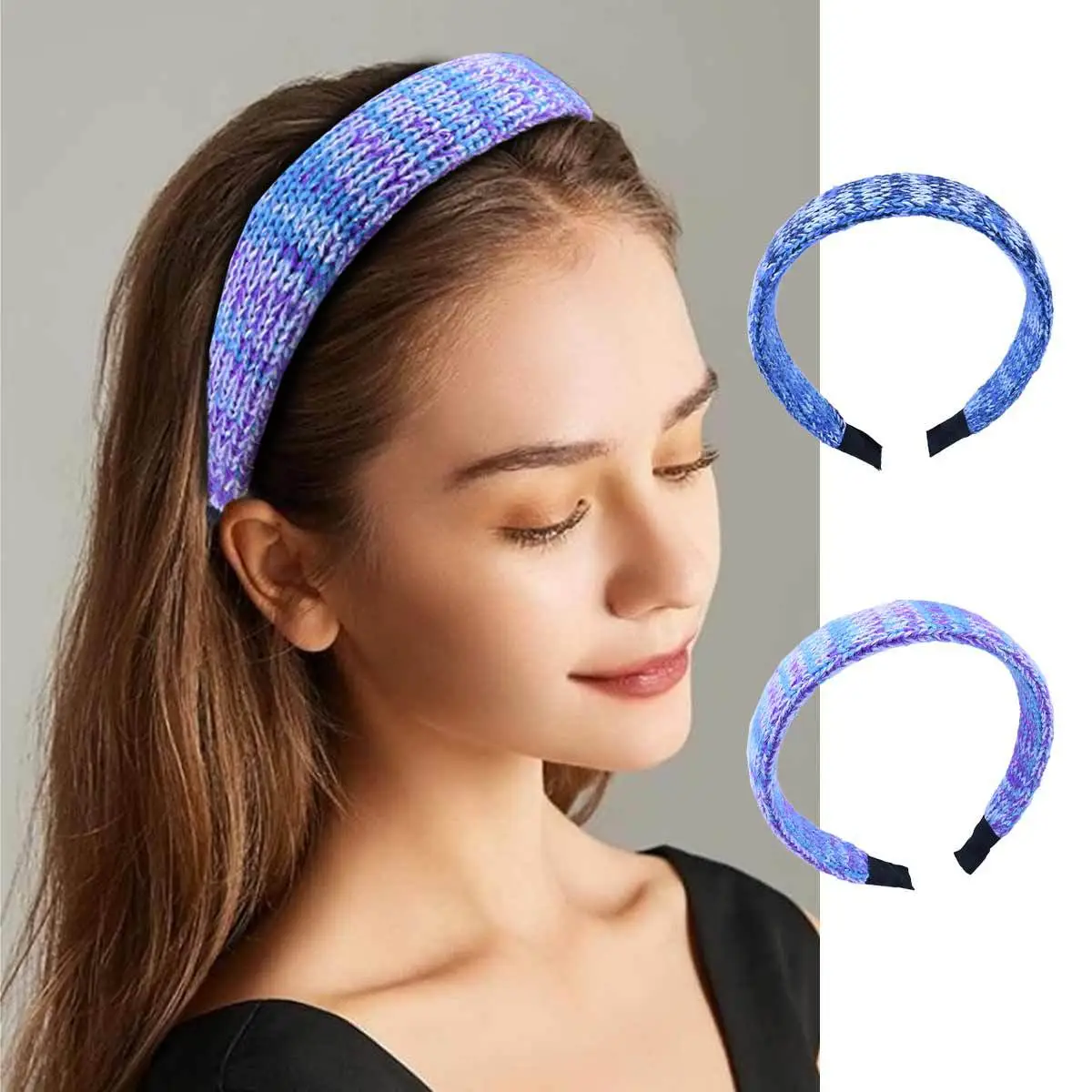 Women Fashion Knitted Wide-Brimmed Cartoon Headband Plastic