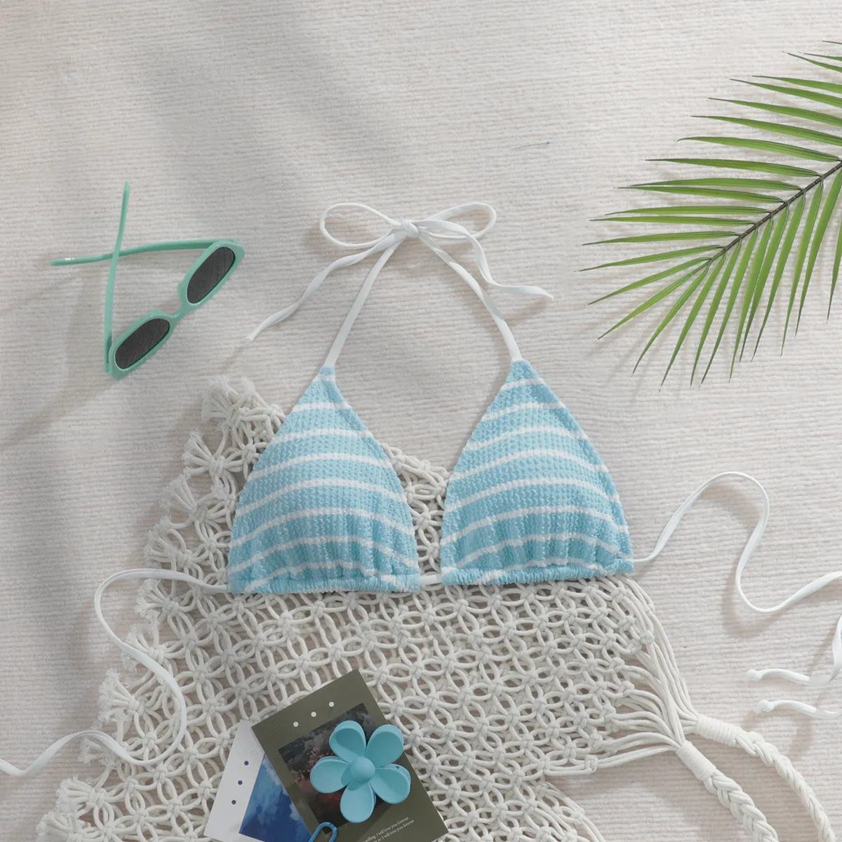 Women Fashion Sexy Printed Halter-Neck Bikini Top