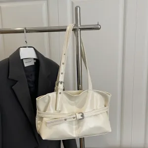 Women's Fashion Casual Solid PU Large Capacity Shoulder Bag