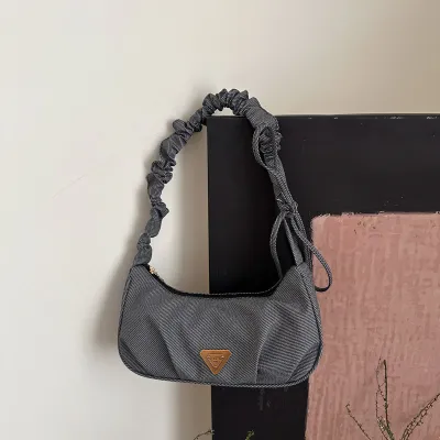 Women Fashion Casual Solid Color Pleated Lace-Up PU Shoulder Bag