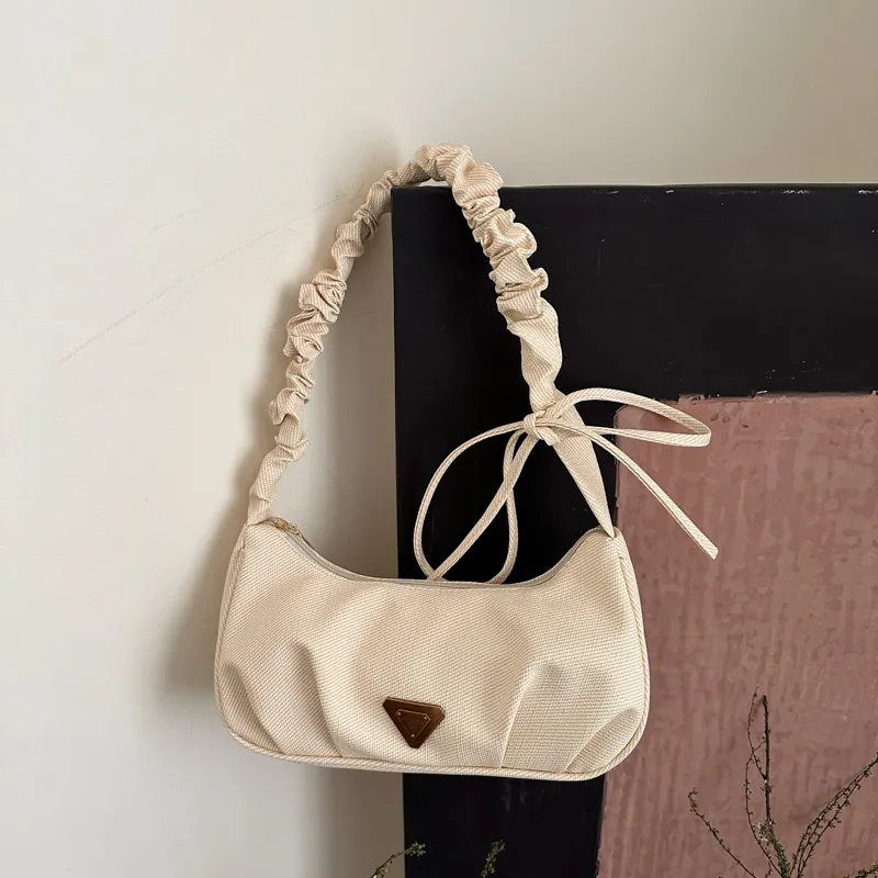 Women Fashion Casual Solid Color Pleated Lace-Up PU Shoulder Bag