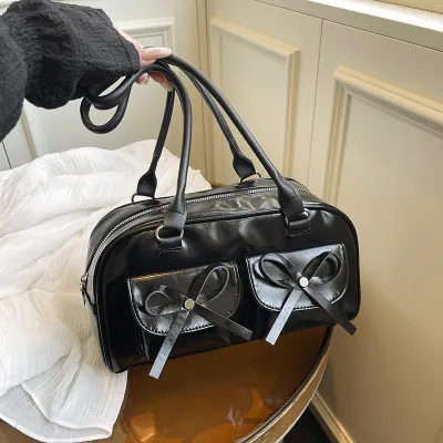 Women Fashion Casual Solid Color Large Capacity PU Shoulder Bag