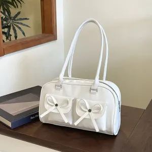 Women Fashion Casual Solid Color Large Capacity PU Shoulder Bag