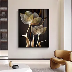 Fashion Gold Flower Abstract Art Hanging Painting for Living Room