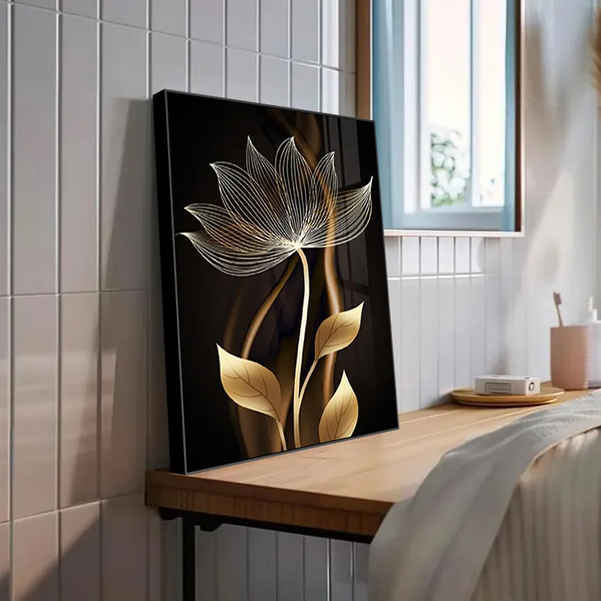 Fashion Gold Flower Abstract Art Hanging Painting for Living Room