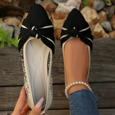 Women Fashion Woven Pointed-Toe Flat Loafers Breathable Shoes