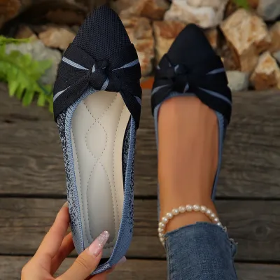Women Fashion Woven Pointed-Toe Flat Loafers Breathable Shoes