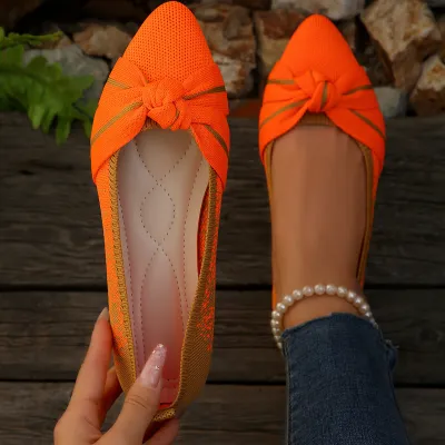 Women Fashion Woven Pointed-Toe Flat Loafers Breathable Shoes