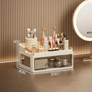 Fashion Desktop Plastic Cosmetic Storage Box With Compartment