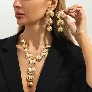 Women Fashion Exaggerated Glow Face Necklace Earring Set