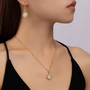 Women Fashion Maimang Star Earrings Necklace Set with Zinc Alloy O-Chain