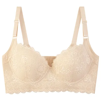 Women Plus Size Lace Traceless Anti-Sagging Bra 3/4 Cup