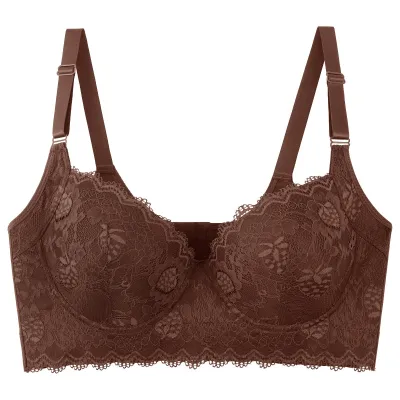 Women Plus Size Lace Traceless Anti-Sagging Bra 3/4 Cup