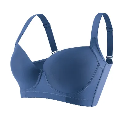Women Plus Size Seamless Anti-Sagging Bra with Steel Rings - 3/4 Cup, Thin Mold Cup, Polyester