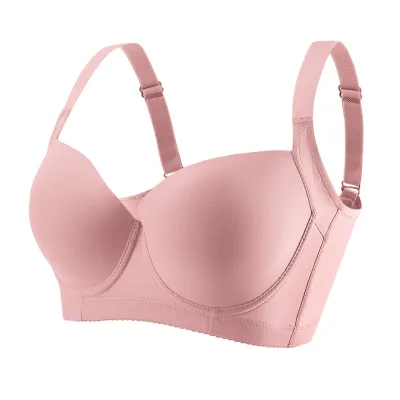 Women Plus Size Seamless Anti-Sagging Bra with Steel Rings - 3/4 Cup, Thin Mold Cup, Polyester