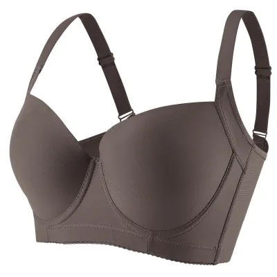 Women Plus Size Seamless Anti-Sagging Bra with Steel Rings - 3/4 Cup, Thin Mold Cup, Polyester